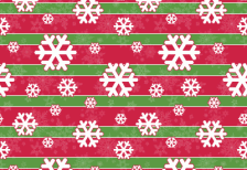 雪の結晶を散りばめたクリスマスカラーのストライプパターン素材。