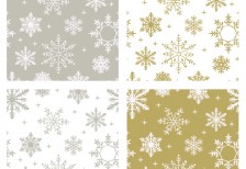 雪の結晶をモチーフにしたゴールドとシルバーの綺麗なクリスマスパターン。
