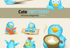 Twitterの鳥をキャラクター化した楽しいアイコンセット。