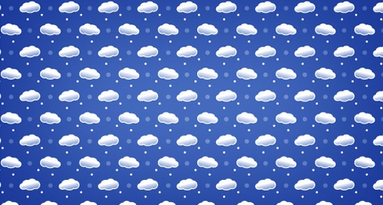 明るいブルーが爽やかな、雲のイラストパターン