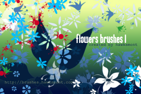 22種類のかわいい花柄を収録したPhotoshop用ブラシセット