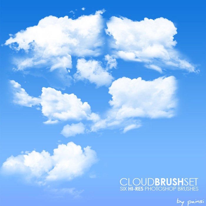 クッキリとした爽やかなPhotoshop用雲ブラシセット