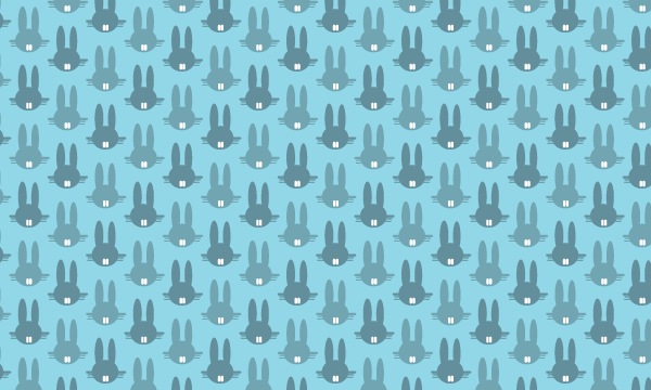 ウサギのシルエットを使ったイラストパターン。ブルーで統一した落ち着いた雰囲気。