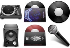ターンテーブルやレコードなど、DJ用の音響機器のデスクトップアイコン