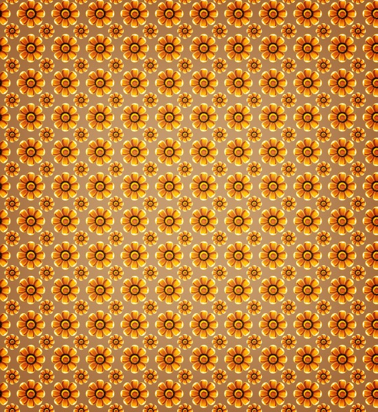 元気で活発なイメージのオレンジ色の花柄パターン素材