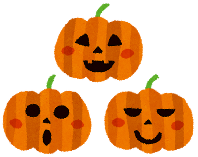 表情豊かな楽しい雰囲気のかぼちゃランタンのイラスト素材
