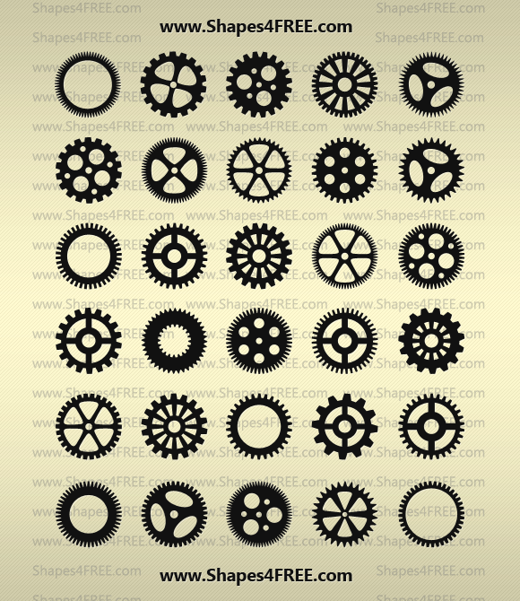 フリー素材 機械の歯車をテーマにしたphotoshop用シェイプ集
