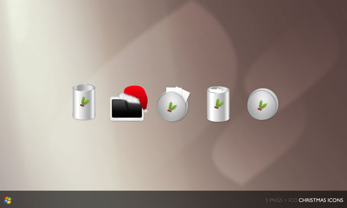 シルバーに小さめの柊をデザインしたシンプルなクリスマス・デスクトップアイコン