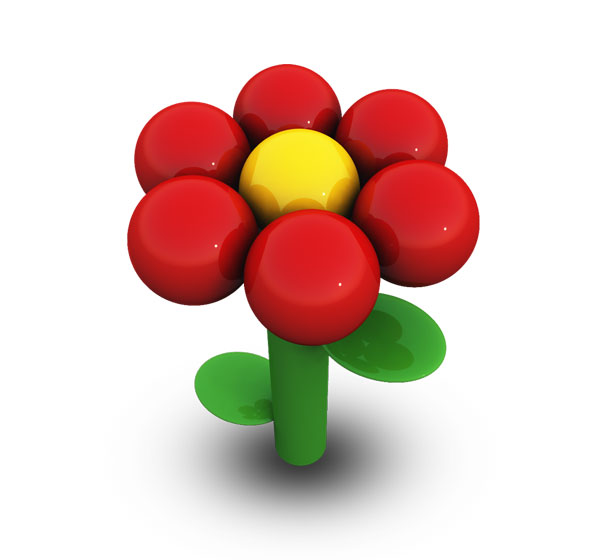 光沢感のある3DCGの球体でデザインしたデイジーの花のアイコン
