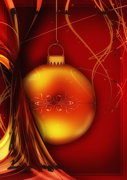 赤を基調にしたグラデーションが高級感のあるクリスマスボールのイラスト