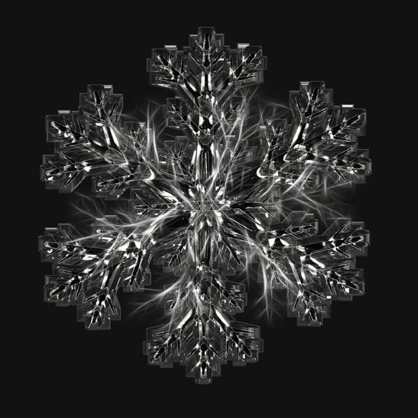 繊細で透明感のある雪の結晶をマクロ撮影した写真素材