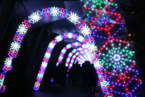 後楽園ラクーアのクリスマスイルミネーションを撮影した写真素材