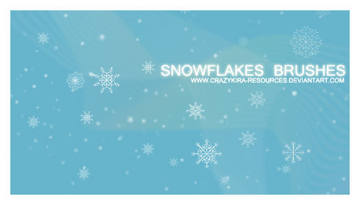 雪の結晶のPhotoshopブラシセット。クリスマスデザインの背景の装飾などに。
