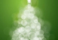 クリスマスカードのベクターイラストテンプレート。ライトアップされた光のツリーがきれい。