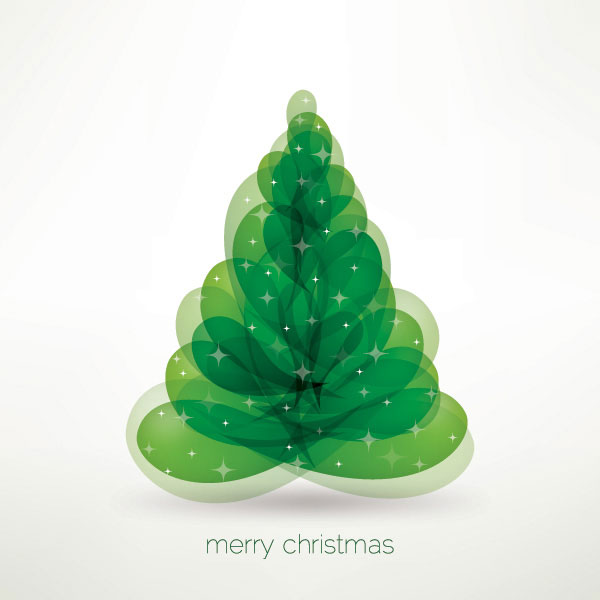 透明感のあるグリーンがきれいなクリスマスカードのイラストテンプレート