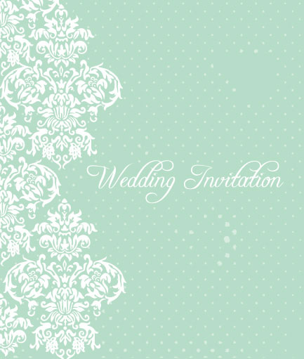 淡いグリーンが爽やかで繊細な結婚式の招待状のベクターテンプレート