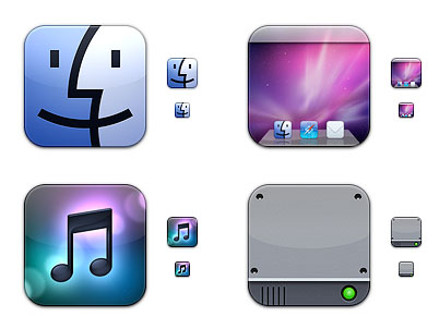 iPhoneアプリ風のデスクトップアイコン100種類セット。ゴミ箱やテキストエディタなど