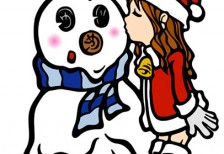 free-illustration-girl-kiss-snowman