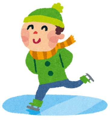 フリー素材 スケートを滑る男の子のイラスト 帽子やマフラーがかわいい雰囲気
