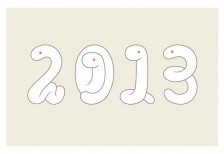 2013巳年の年賀状テンプレート。ヘビで作った2013の数字がかわいいデザイン