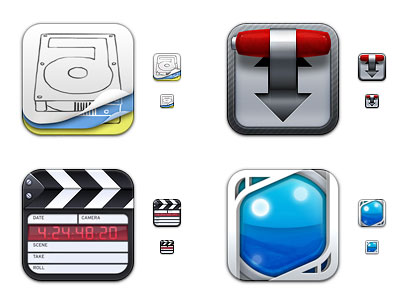 iPhone/iPadアプリ風の角丸デスクトップアイコンセット。EvernoteやFinalCutProなど