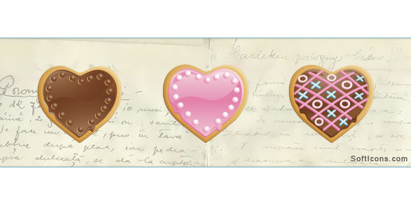 フリー素材 ハート型クッキーのイラストアイコンセット バレンタイデーにぴったり