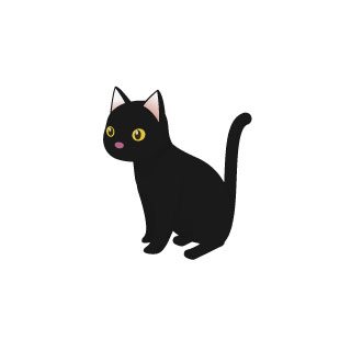 無料素材 黒猫を描いたイラスト 真っ黒の毛並みにクリっとした瞳がかわいい雰囲気