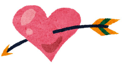矢の刺さったハートを描いたバレンタインデーのイラスト