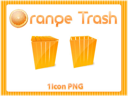 フリー素材 はっきりしたオレンジのカラーが印象的なシンプルなデザインのゴミ箱アイコン
