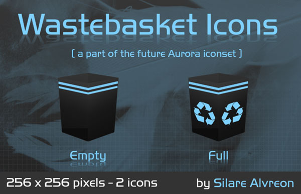 ブルーとブラックの配色がクールなゴミ箱のデスクトップアイコン