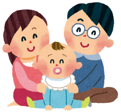 無料素材 赤ちゃんとお父さん お母さんのイラスト 家族の笑顔が優しいデザイン