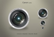 Canonのレンズをモチーフにしたリアルなアイコン素材