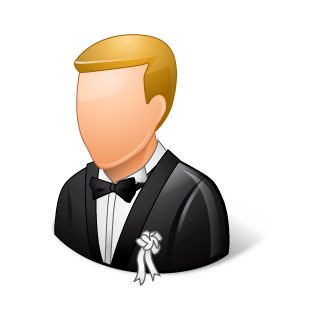 タキシードを着た金髪の男性を描いたイラストアイコン素材。結婚式のデザインに。