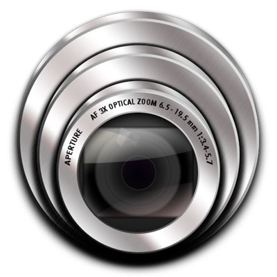 無料素材 コンパクトデジタルカメラのズームレンズをモチーフにしたフリーアイコン