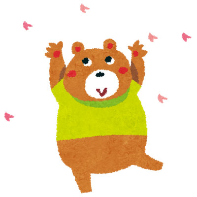 フリー素材 楽しそうにお花見をするクマのキャラクターのイラスト素材