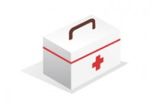 医療用の救急箱のイラストアイコン。シンプルでワンポイントに使いやすいデザイン。