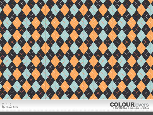 ブルーとオレンジの配色が爽やかでとってもオシャレなアーガイルチェック柄のパターン