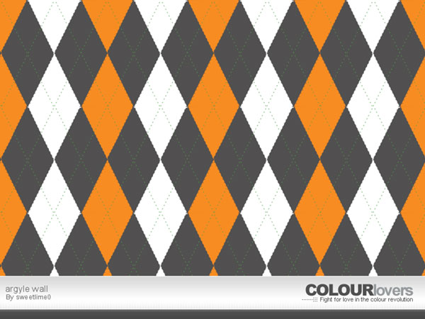 オレンジとグレーの配色が印象的なアーガイルチェック柄のパターン