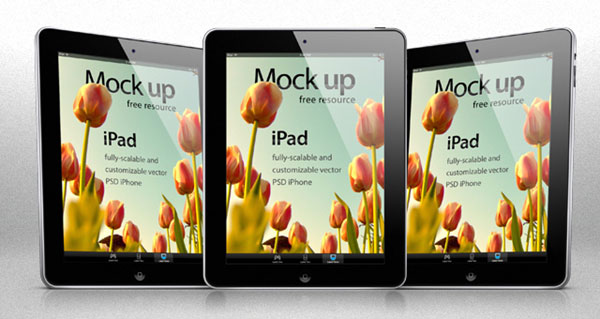 iPadをリアルに再現したベクターモックアップテンプレート。はめ込み画像作成時などに。