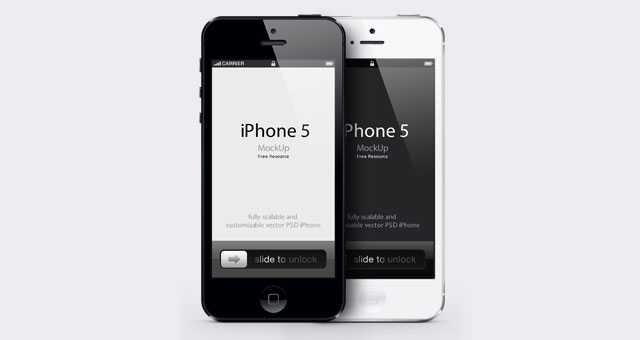 iPhone5のベクターテンプレート。黒と白の2バージョンセット。
