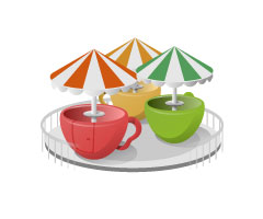 無料素材 遊園地の乗り物のコーヒーカップを描いたイラストアイコン