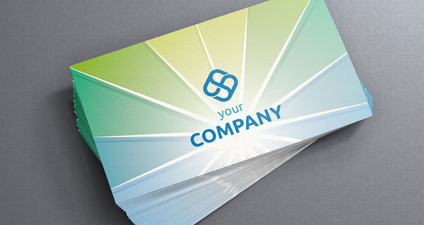 ブルーとグリーンを基調にした爽やかなデザインのビジネスカードのベクターテンプレート