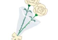 白いバラの花束を描いたフリーイラスト。繊細で綺麗なイメージ。