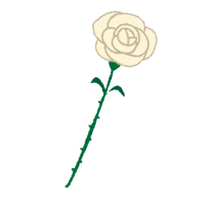 フリー素材 一輪の白い薔薇を描いたイラスト 父の日のデザインに