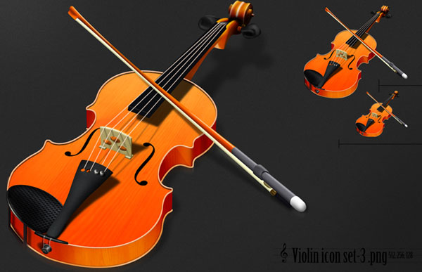 無料素材 バイオリンをモチーフにしたリアルで高級感のあるイラストアイコン