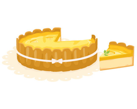 無料素材 レモンケーキを描いたガーリーでかわいいイラスト