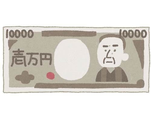一万円を描いたフリーイラスト デフォルメされた福沢諭吉がかわいい雰囲気
