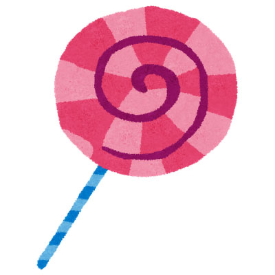 無料素材 ペロペロキャンディーを描いたフリーイラスト ピンクと青がかわいいデザイン