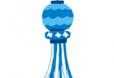 仙台の七夕祭りで使われるような青い七夕飾りを描いたフリーイラスト