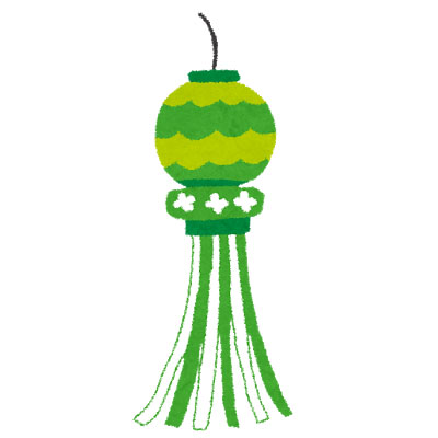無料素材 緑の七夕飾りを描いたフリーイラスト 夏祭りのデザインに